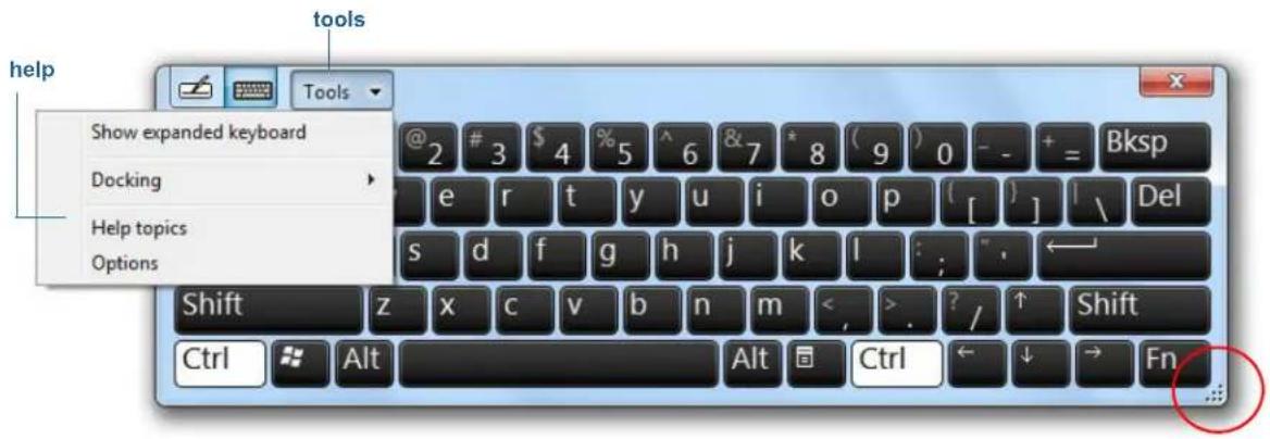 tools Show expanded keyboard Docking Help topics Options @ 2 # 3 $ 4 % 5 ^ 6 & 7 * 8 ( 9 ) 0 - - + = Bksp e r t y u i o p [ ] | Del s d f g h j k l : ; , ← Shift z x c v b n m < , > . ? / ↑ Shift Ctrl Alt Ctrl ← ↓ → Fn