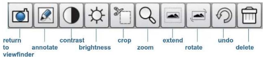 return to viewfinder annotate contrast brightness crop zoom extend rotate undo delete