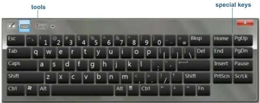 tools Special keys Esc ~ 1 2 3 4 % 5 6 7 8 9 0 - - + Bksp Home PgUp Tab q w e r t y u i o p [ ] Del End PgDn Caps a s d f g h j k l : ; ← Insert Pause Shift z x c v b n m < , > ? / Shift PrtScn ScrLk Ctrl # Alt Alt Ctrl ↓ → Fn