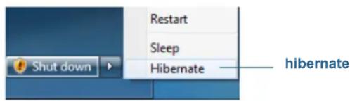 Restart Sleep Hibernate shut down hibernate