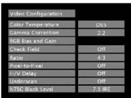 MARSHALL V-LCD70XHB-HDMIPT - Video Configuration Submenu - 1