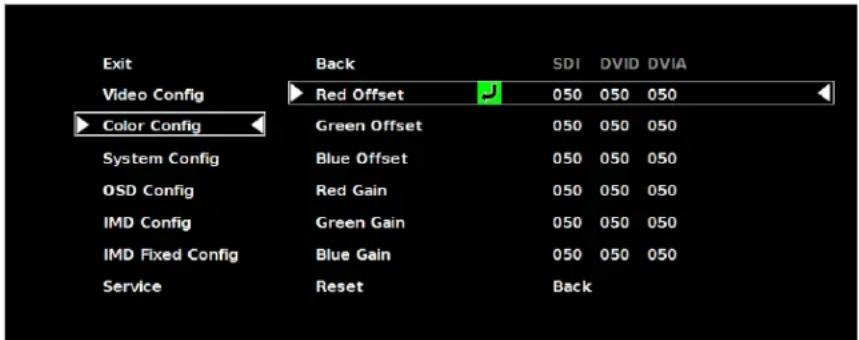 MARSHALL V-R261-DLW - Color Config Submenu - 1