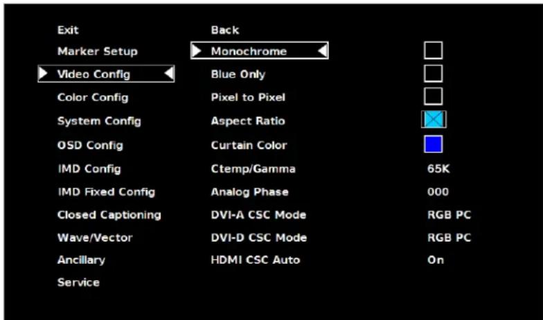 MARSHALL V-R261-DLW - Video Config Submenu - 1
