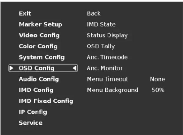 MARSHALL QVW-1708 - OSD Configuration Submenu - 1