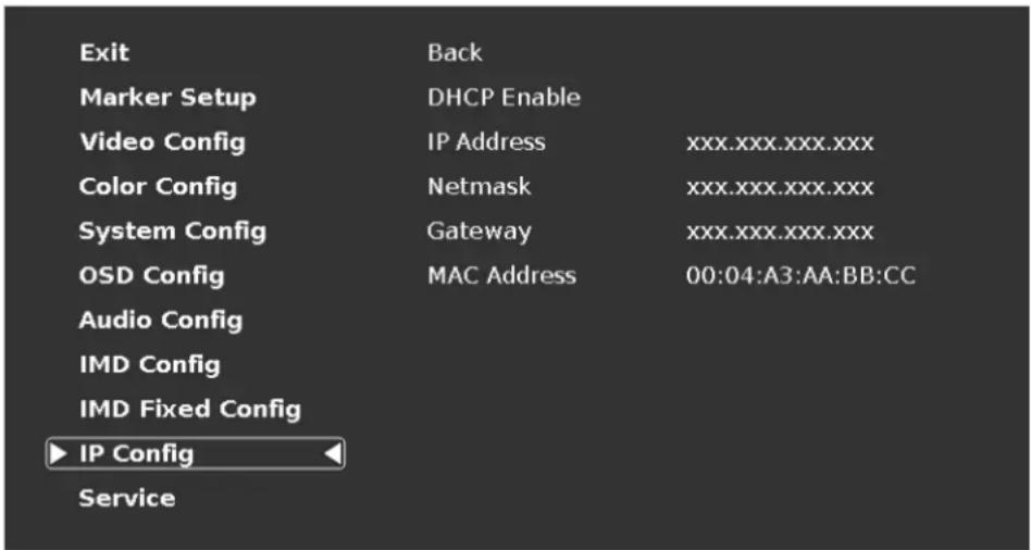 MARSHALL QVW-1708 - IP Config Submenu - 1