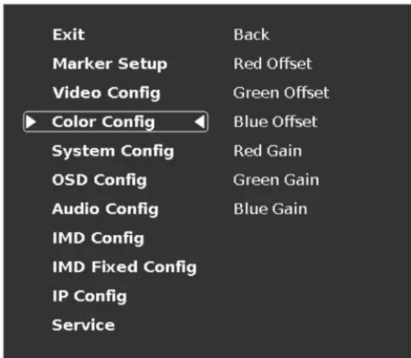 MARSHALL QVW-1708 - Color Configuration Submenu - 1