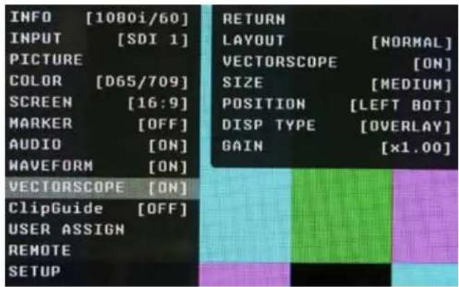 MARSHALL OR-841-HDSDI - VECTORSCOPE SUBMENU - 1