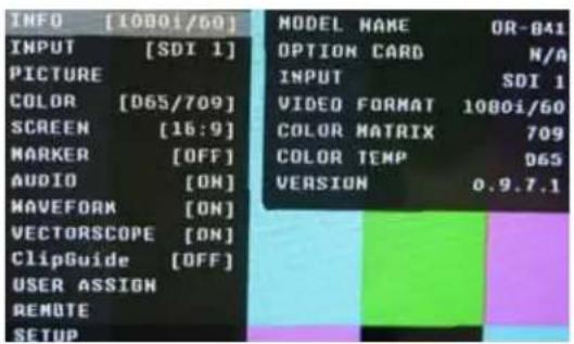 MARSHALL OR-841-HDSDI - Main Menu and Navigation - 1