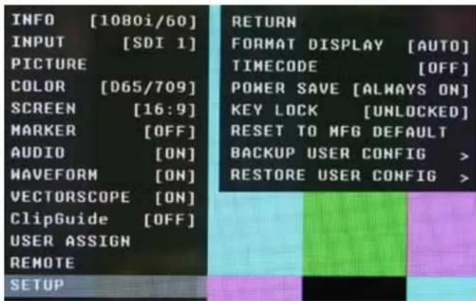 MARSHALL OR-841-HDSDI - SETUP SUBMENU - 1