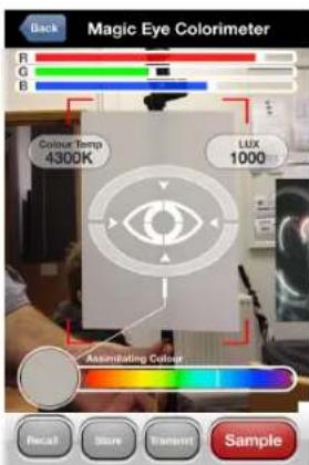 Back Magic Eye Colorimeter R G B Colour Temp 4300K LUX 1000 Assimulating Colour Recall Sure Transit Sample
