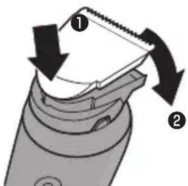 Diagram showing a hairpin with labeled parts and directional arrows indicating cutting or positioning steps