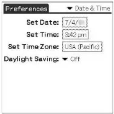 Preferences Date & Time Set Date: 7/4/ Set Time: 3:42 pm Set Time Zone: USA (Pacific) Daylight Saving: Off