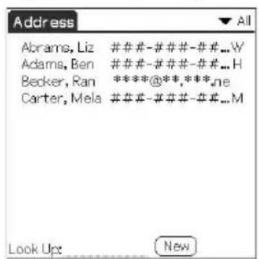 Address All Abrams, Liz ####-###-##...W Adams, Ben ####-###-##...H Becker, Ran ****@**.***.ne Carter, Mela ####-###-##...M Look Up New