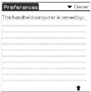 Preferences ▼ Owner This handheld computer is owned by: ↑