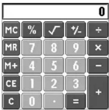 0 MC % ✓ +/- ÷ MR 7 8 9 × M+ 4 5 6 - CE 1 2 3 + C 0 · = +