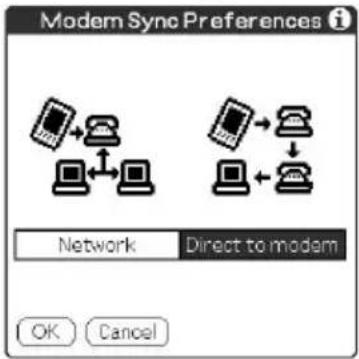 Modern Sync Preferences Network Direct to modem OK Cancel