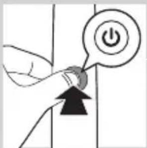 Diagram showing a hand pressing a button with an 'Power' icon, indicating action or press function.