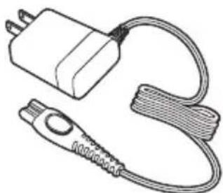 Line drawing of a power adapter with coiled cable and connector (no text or symbols)