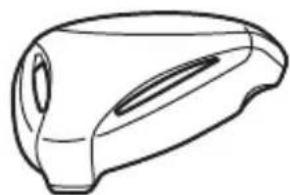 Line drawing of a handheld device with a rounded body and two side slots (no text or symbols)