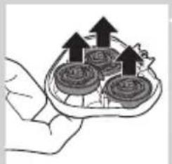 Illustration of a hand holding a tray with three circular objects and upward arrows indicating motion (no text or symbols)