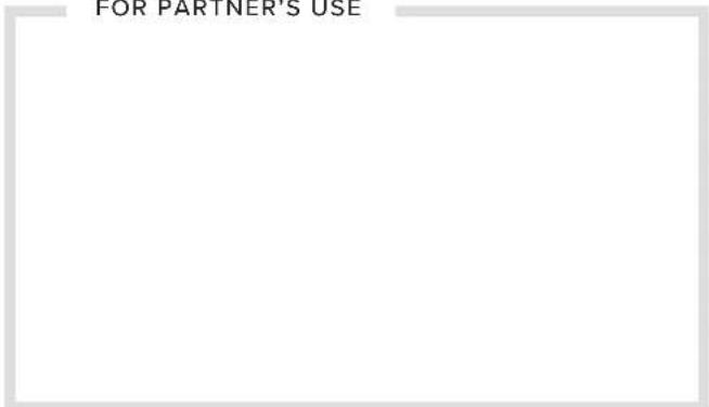 FOR PARTNER'S USE