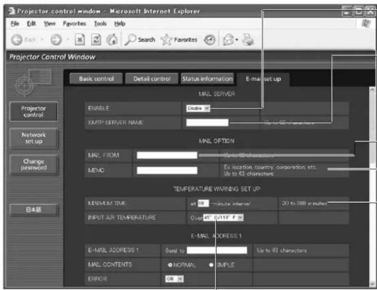 PANASONIC PT-DW5100UL - ■E-mail set up page - 1