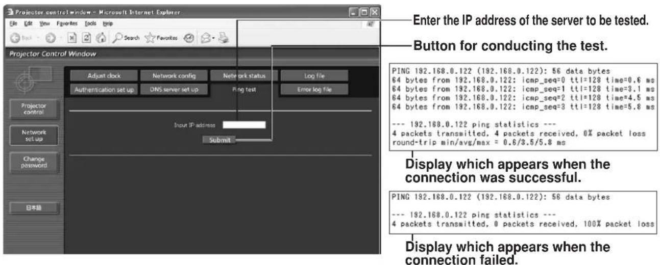PANASONIC PT-DW5100UL - ■ Ping test page - 1