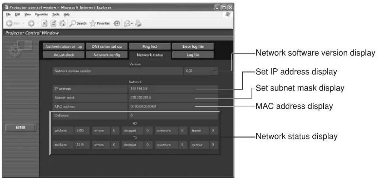 PANASONIC PT-DW5100UL - ■Network status page - 1