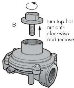 B turn top hot nut anti- clockwise and remove