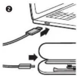 Diagram showing cable installation steps with labeled components and directional arrows