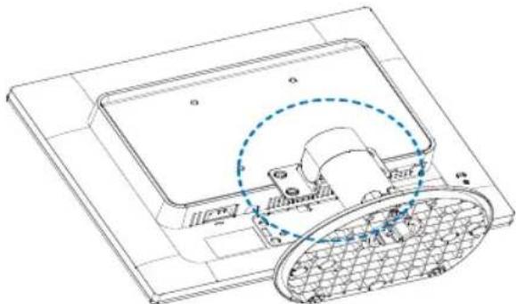 Technical line drawing of a mechanical component with a circular annotation and grid pattern (no text or symbols)