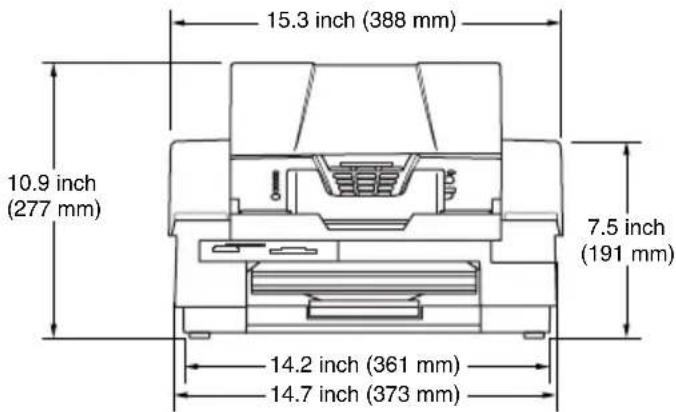 15.3 inch (388 mm) 10.9 inch (277 mm) 7.5 inch (191 mm) 14.2 inch (361 mm) 14.7 inch (373 mm)