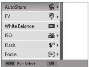 SAMSUNG WB52F - For example, to select a White Balance option in Program mode: - 2