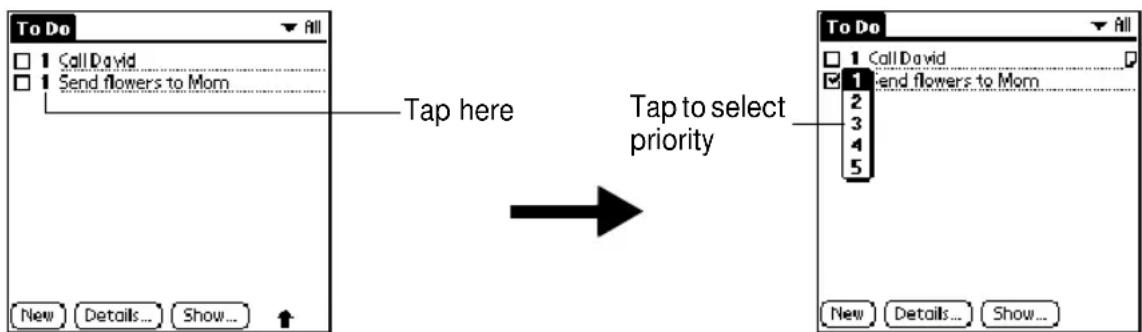 PALM Treo 180g - Setting priority - 1