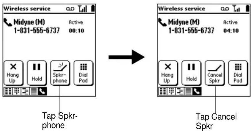Wireless service Midyne (M) Active 1-831-555-6737 00:10 Hang Up Hold Spkr-phone Dial Pad Tap Spkr-phone Wireless service Midyne (M) Active 1-831-555-6737 04:10 Hang Up Hold Cancel Spkr Dial Pad Tap Cancel Spkr