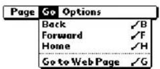 Page Go Options Back ✓B Forward ✓F Home ✓H Go to Web Page ✓G