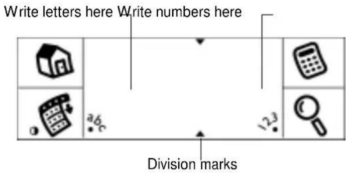 Write letters here Write numbers here Division marks