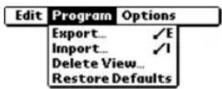 Edit Program Options Export... ✓E Import... ✓I Delete View... Restore Defaults