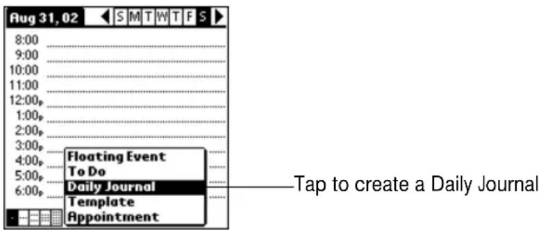 Aug 31, 02 SMTWTF S 8:00 9:00 10:00 11:00 12:00 1:00 2:00 3:00 4:00 5:00 6:00 Floating Event To Do Daily Journal Template Appointment Tap to create a Daily Journal
