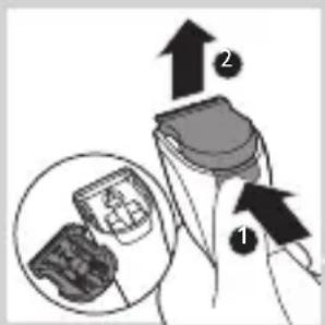 Diagram illustrating a step in a device with labeled arrows and an inset showing a device with internal components.