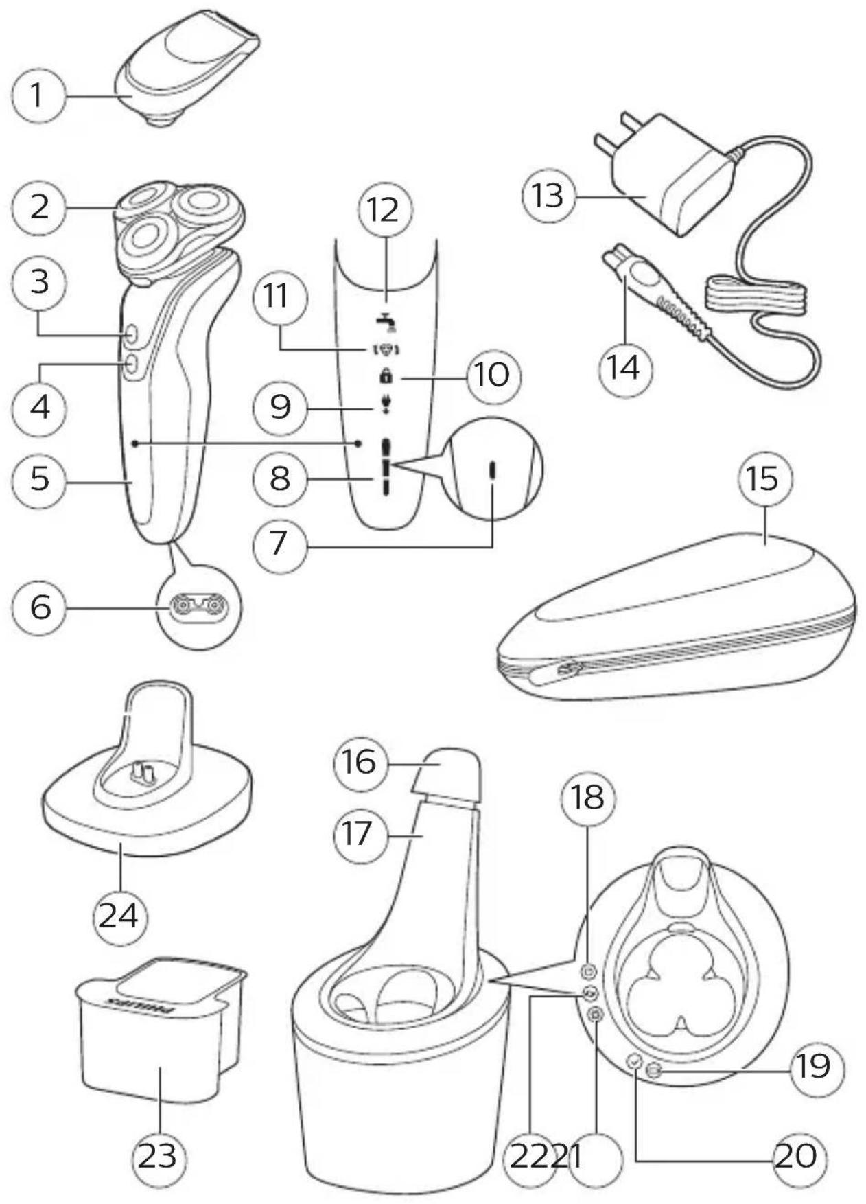 PHILIPS Series 5000 S5395 - 洗浄充電器の洗浄ON/OFFスイッチを押しても作動しない - 1