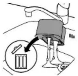 Diagram showing a mechanical device with a magnified inset highlighting a component, likely illustrating a machining or assembly process.
