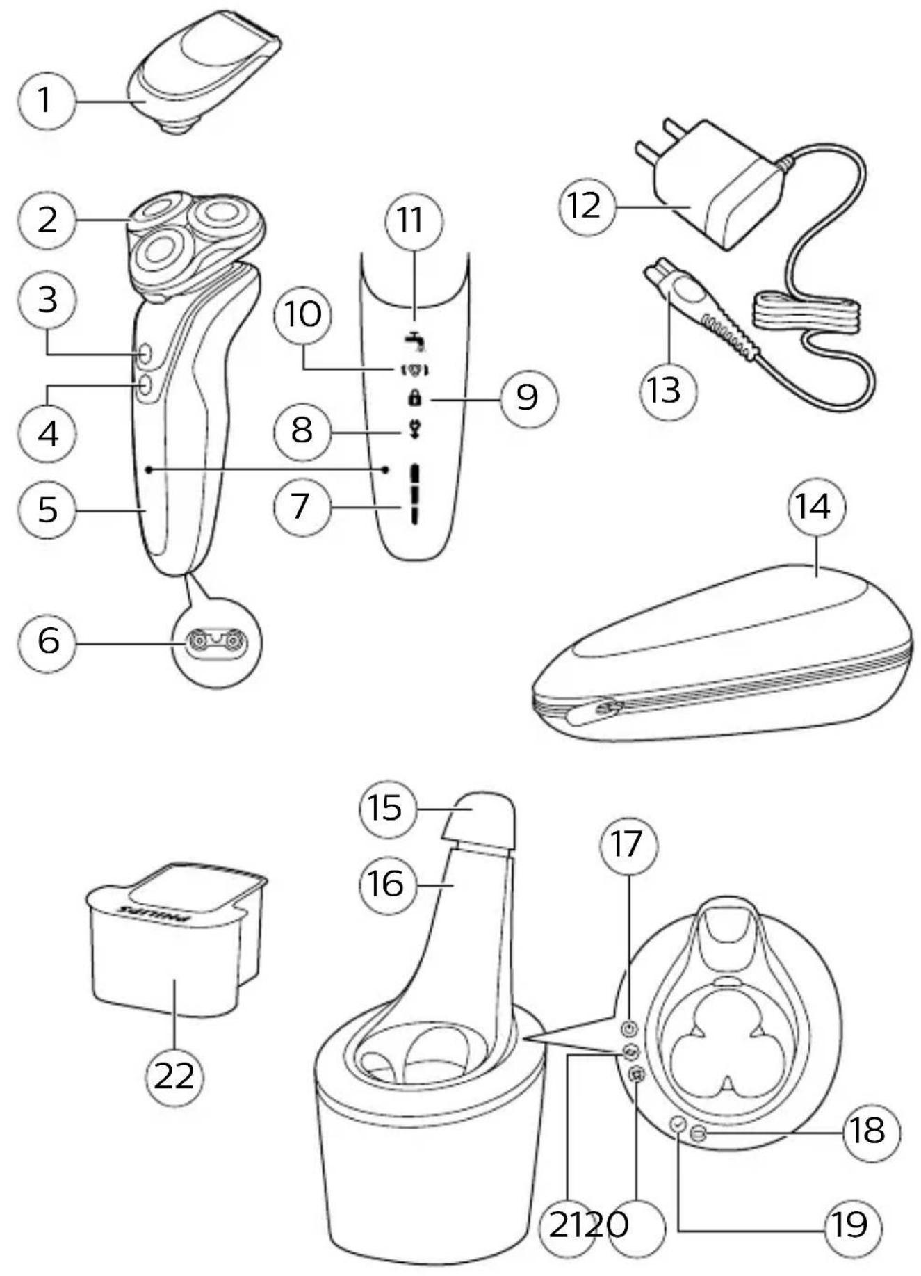 PHILIPS Series 5000 S5397 - 洗浄充電器の洗浄ON/OFFタッチボタンを押しても作動しない - 1