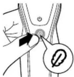 Diagram showing a hand pressing a button on a car body with a magnified circular icon labeled 'ø' indicating the location.