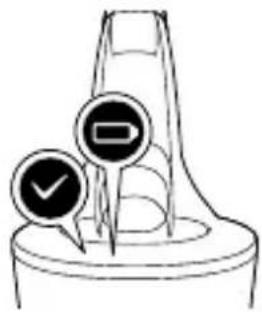 Diagram showing a device with two circular icons labeled '✓' and '□', likely indicating selection or confirmation points.