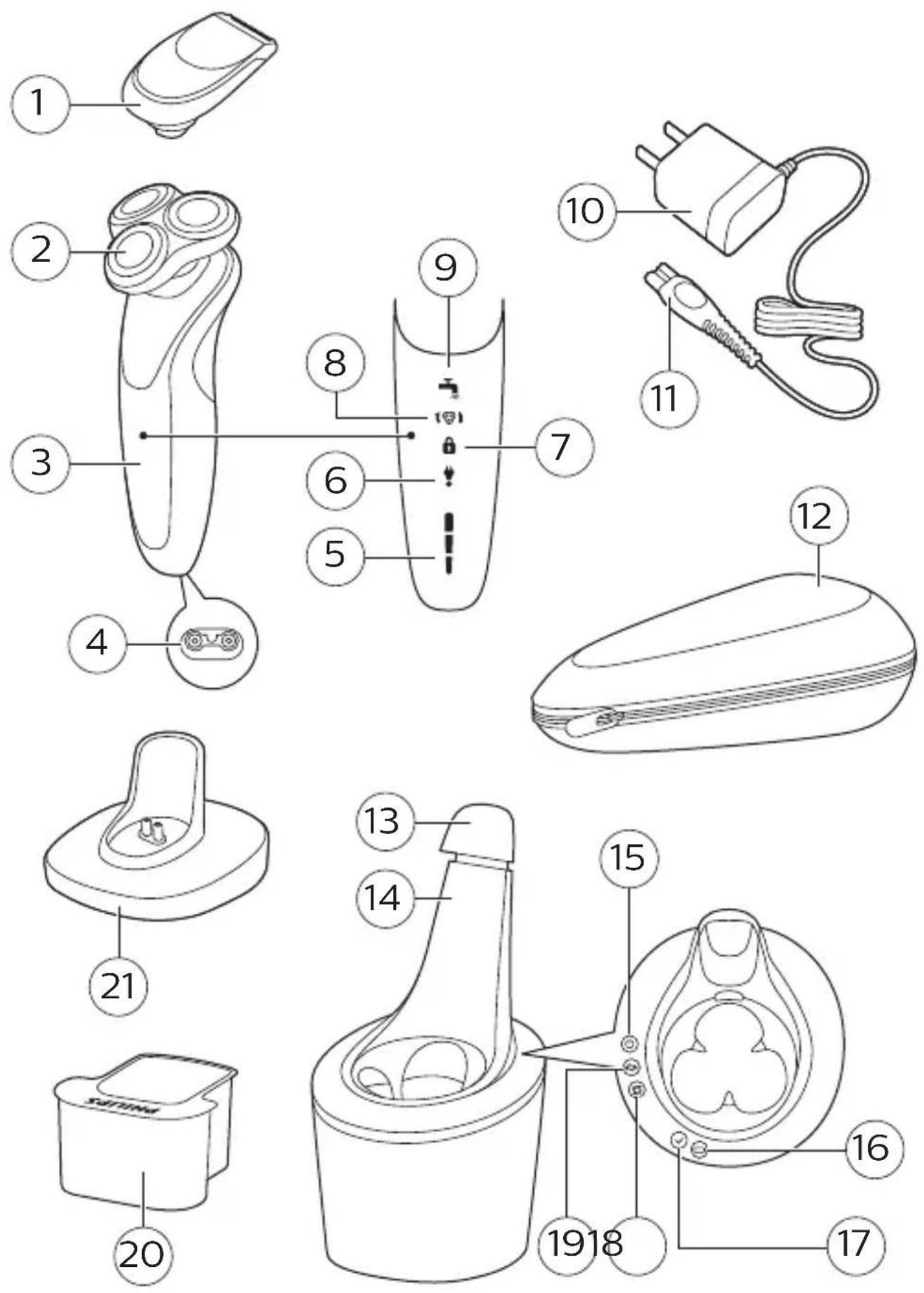 PHILIPS Series 7000 S7521 - トリマーのお手入れ方法 - 1