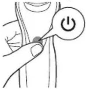 Diagram showing a hand pressing a button labeled 'Power' with a circular icon, likely illustrating a power switch or electrical function.