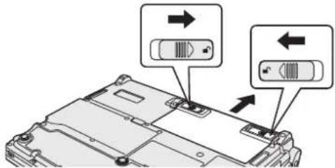 Diagram showing vehicle battery rear panel with directional arrows and component labels