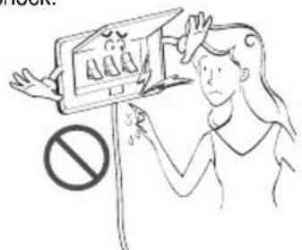 Illustration showing a person holding a device with warning symbols and a 'No' sign, indicating no protection or absence.