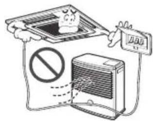 Diagram showing a device with a prohibition symbol and a magnified view of its screen, likely illustrating an electrical hazard or safety warning.